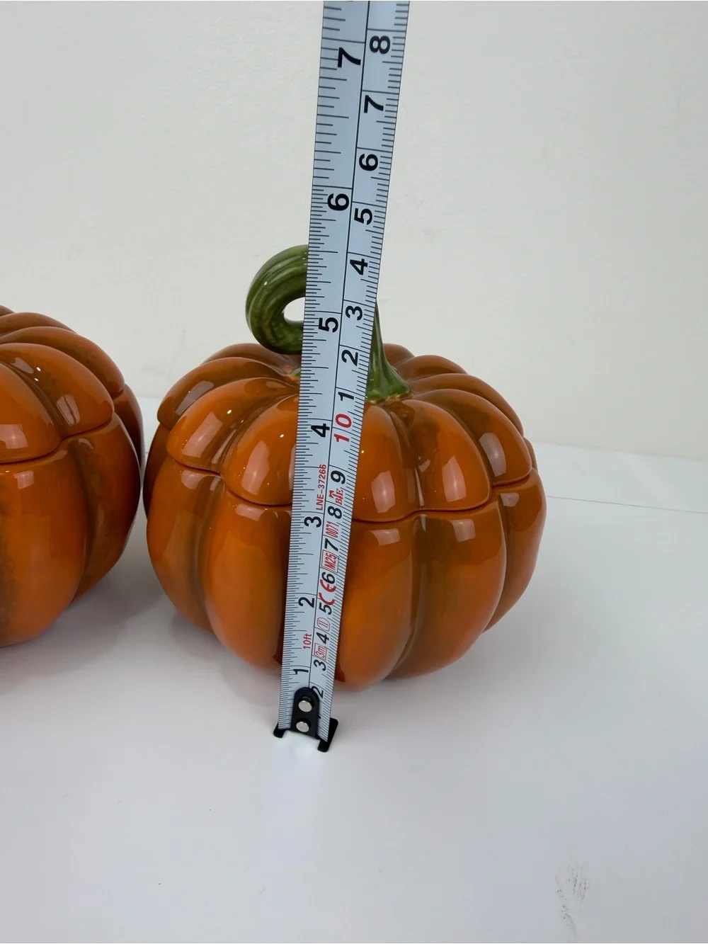 Pier 1 Imports Hand-Painted Dolomite Pumpkin Canister Set of 2 Fall Decor